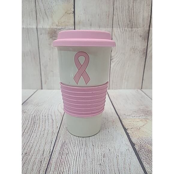 Dana Buchman Kohl's Cares Breast Cancer Awareness Tumbler and Lid White Pink - Picture 1 of 7